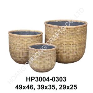 Bamboo cement pots for indoor and outdoor