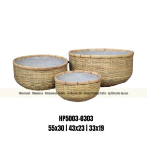 Bamboo cement pot HP5003-0303