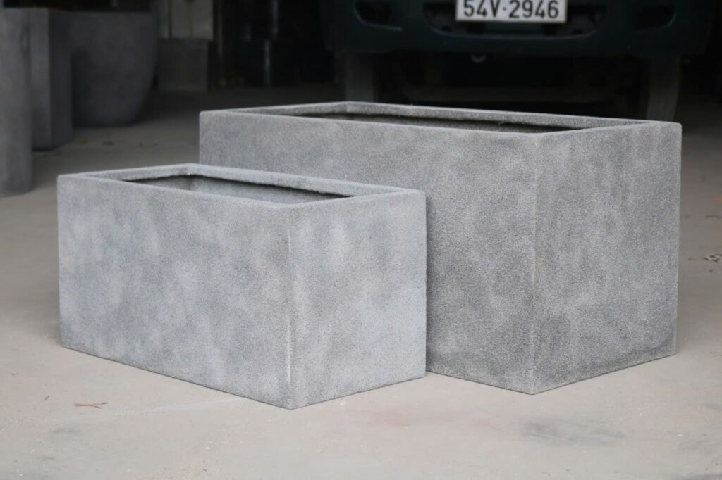 Architectural planters manufactured in Vietnam for commercial hospitality and landscape projects
