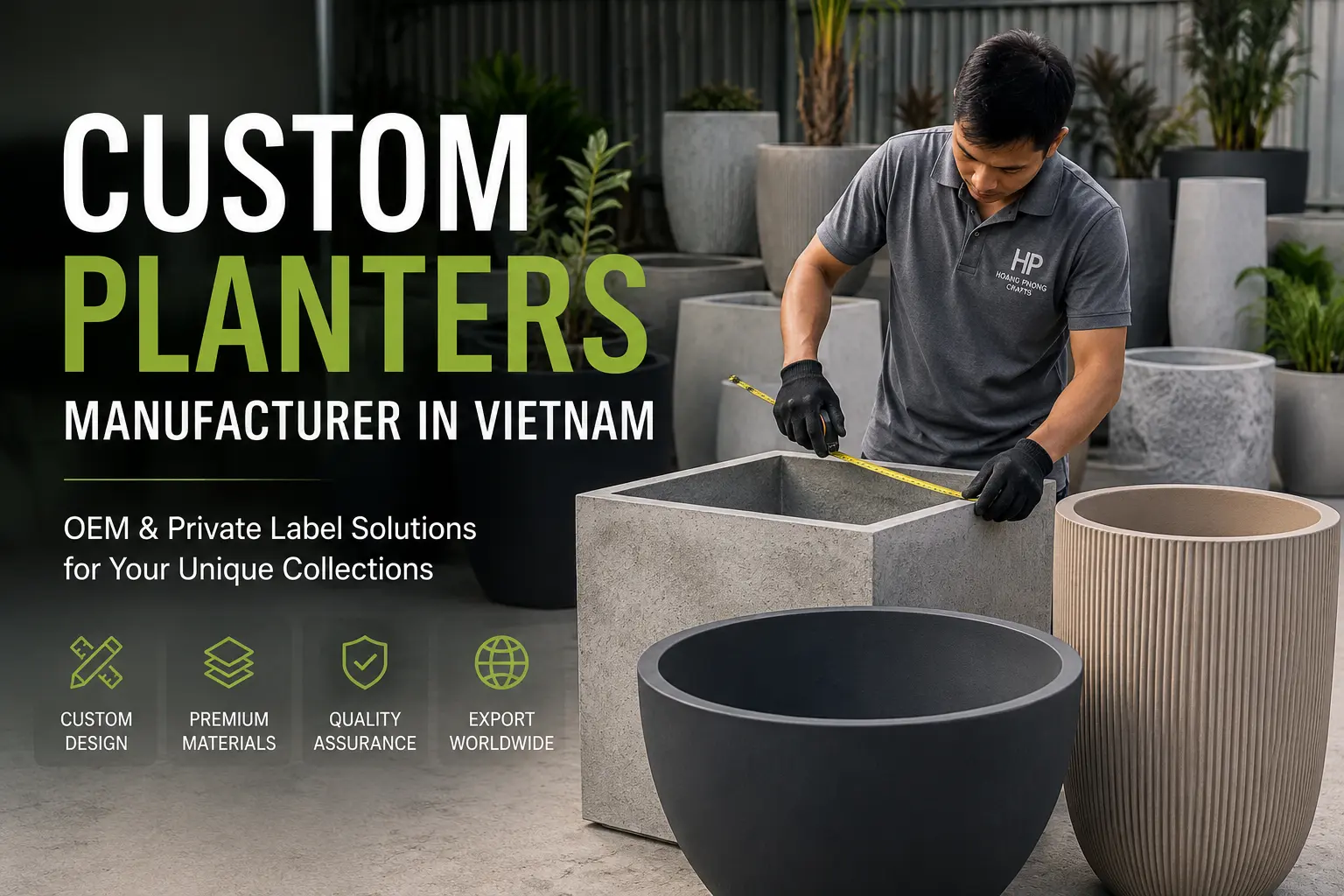 Custom planters manufacturer in Vietnam for OEM and private label projects