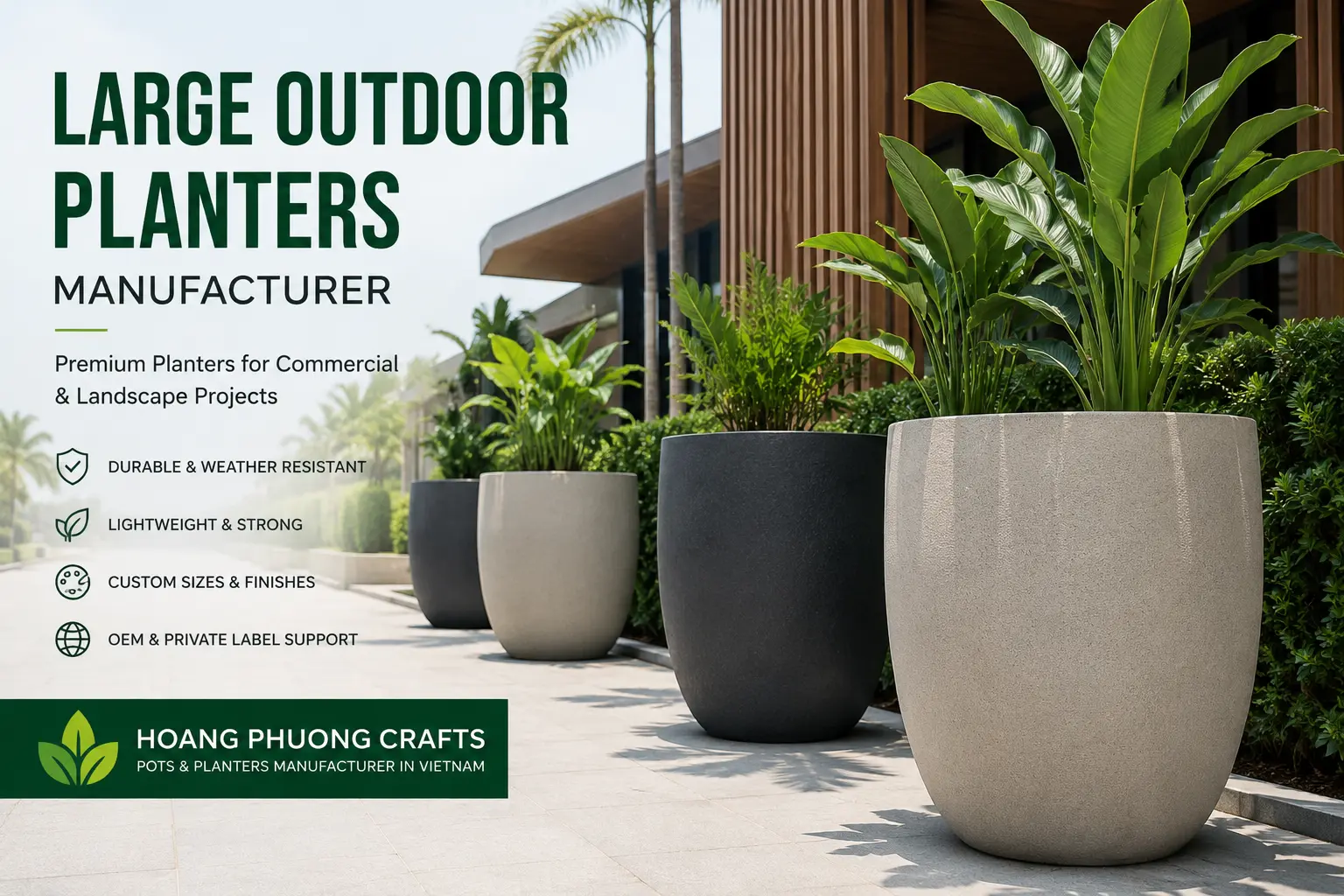 Large outdoor planters manufacturer