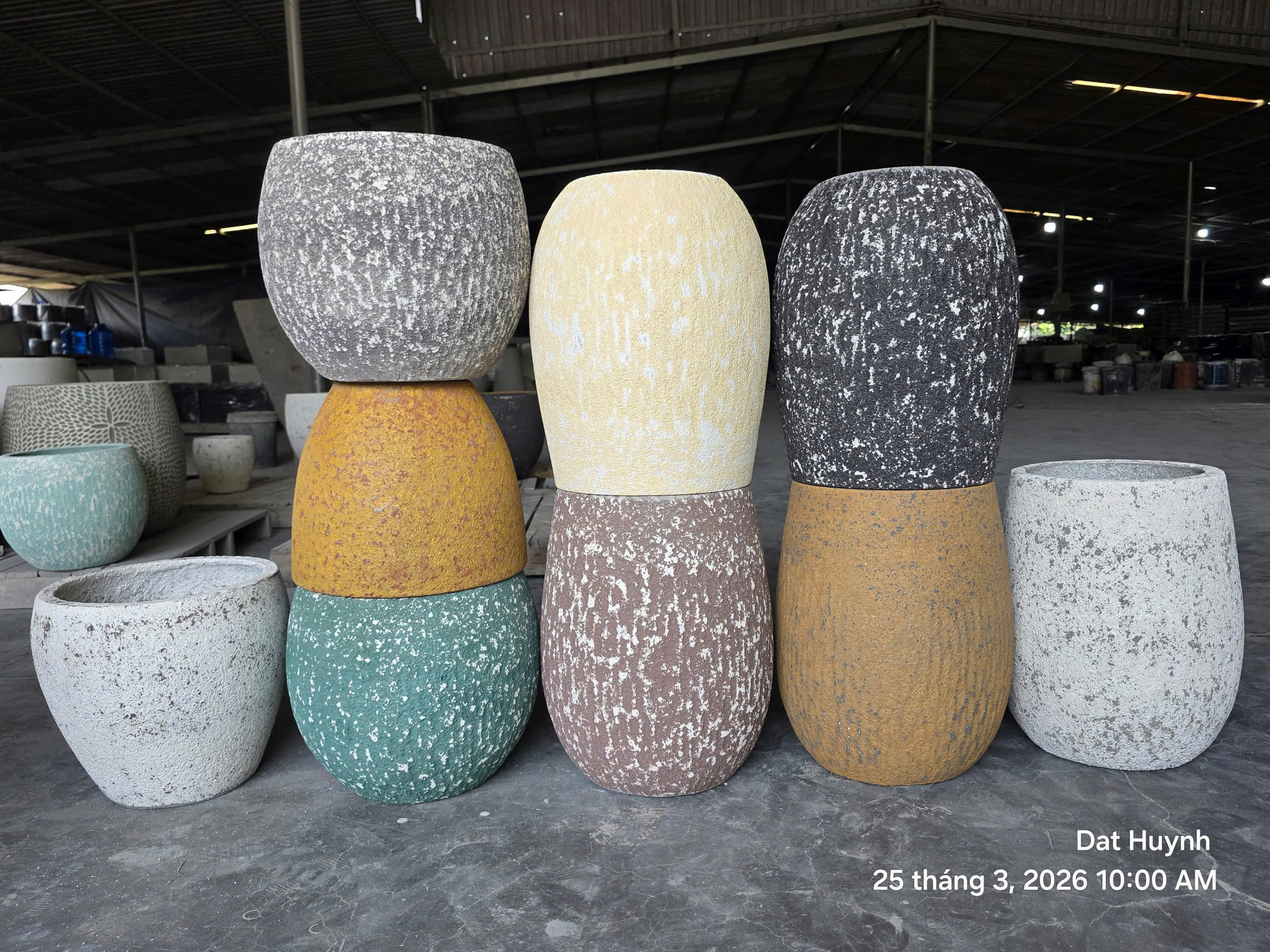 Lightweight fiber cement planters manufactured in Vietnam for commercial hospitality and landscape projects