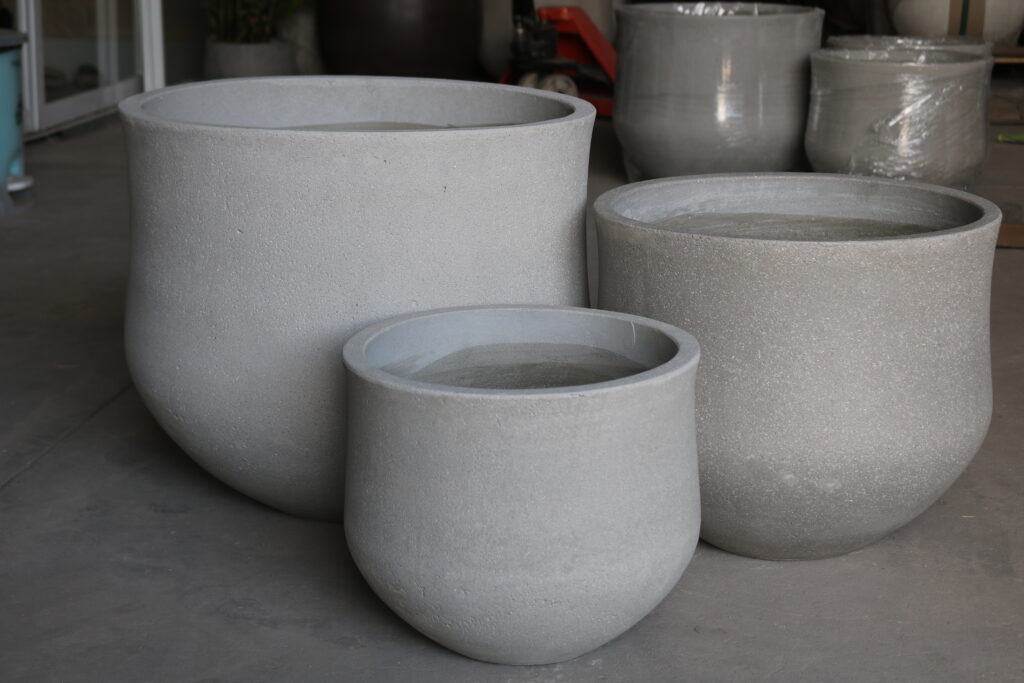 natural grey lightweight cement planter