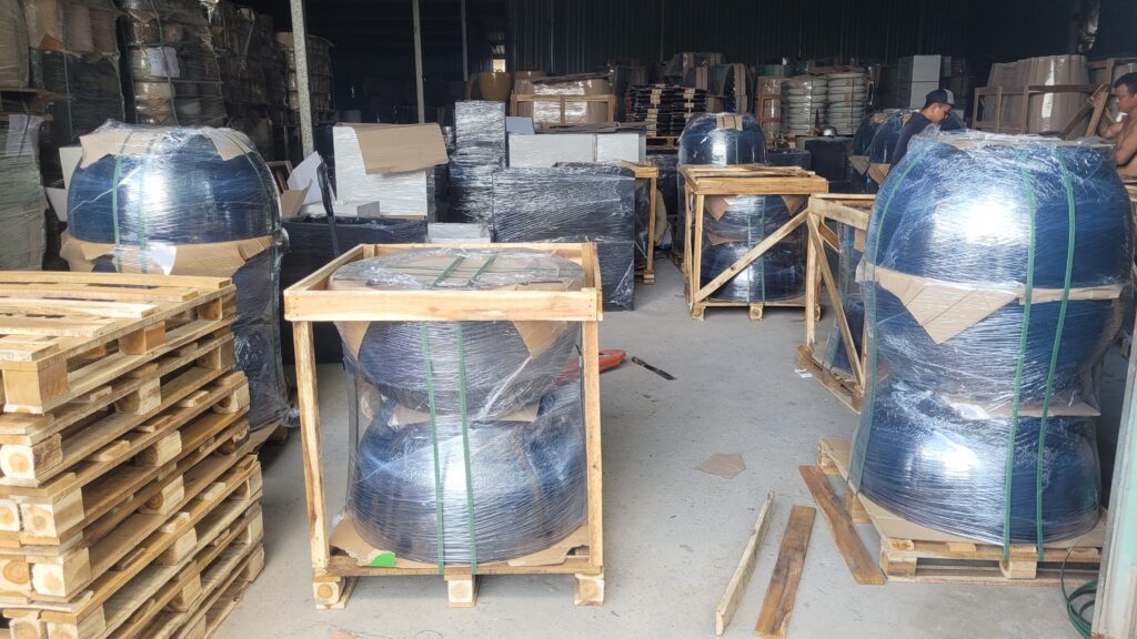 Packing large lightweight pots and planters in Vietnam