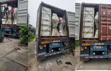container loading commercial planters in Vietnam